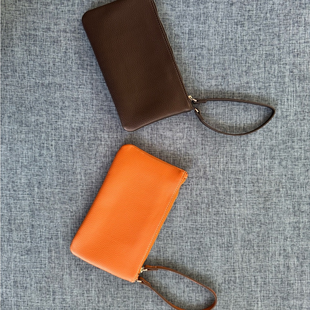 Set of 2 Vera Bradley Black and Cognac brown wristlets wallets NWOT